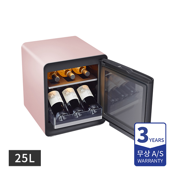 [할부] 삼성 비스포크 큐브냉장고(투명도어) 프라임핑크 25L(와인&비어 수납존)