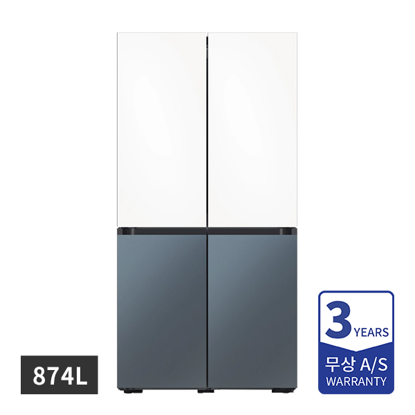 [할부] 삼성 비스포크 냉장고 4도어 프리스탠딩 874L 새틴화이트/쉬머차콜