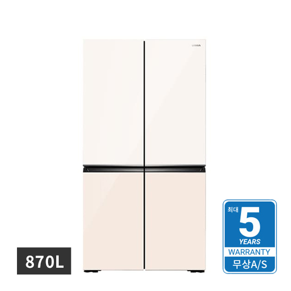 [할부] 위니아 프렌치 4도어 870L 컬러글라스 탈취 냉장고